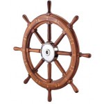 Edson Wheel, 36" Custom Teak Yacht Wheel, Bronze Hub
