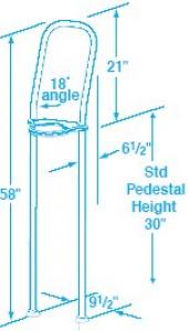 Edson 1-1/8 Angled Pedestal Guard 58" w/Std 6-7/8" Stainless Top Plate