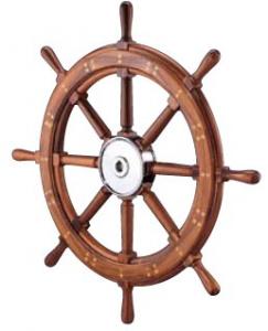 Edson Wheel, 28" Custom Teak Yacht Wheel, Bronze Hub